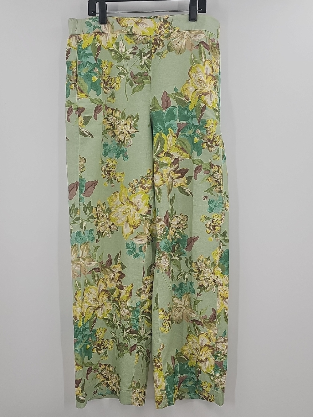 Talbots High Rise Floral Wide-Leg Linen Blend Pants Size M